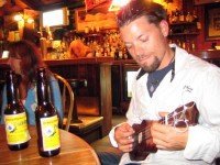 Josh rocks the ukulele and the Pacificos.